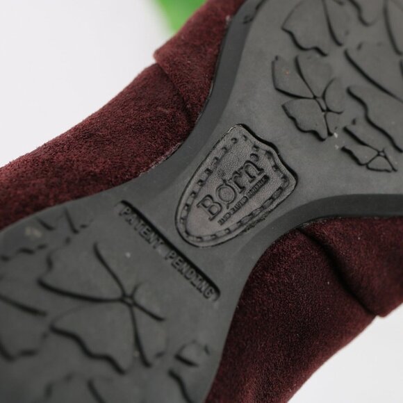 Born Womens Adele Ballet Flat Size 7.5 Burgundy Suede Knot Bow Slip On Shoe - Picture 10 of 12